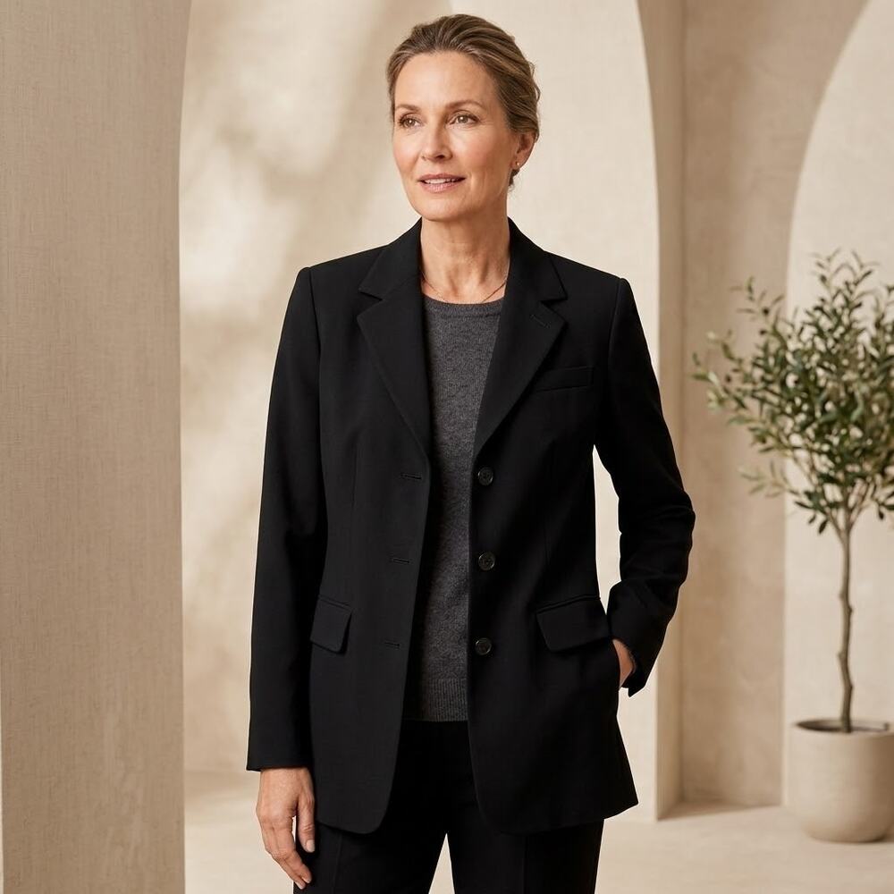 Vintage Talbots black wool button front blazer jacket size 8 classic old money